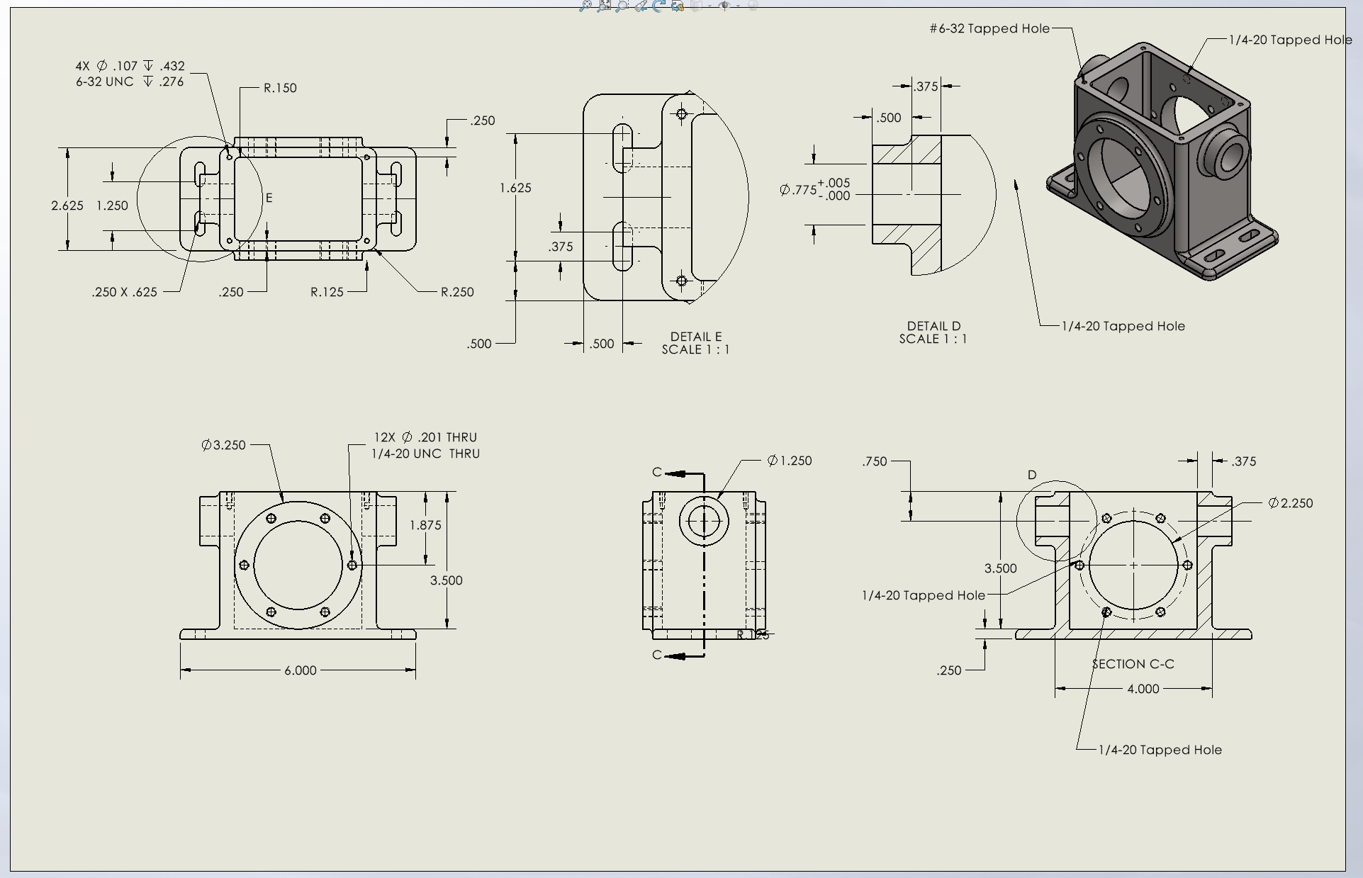 Housing assembly technical drawing